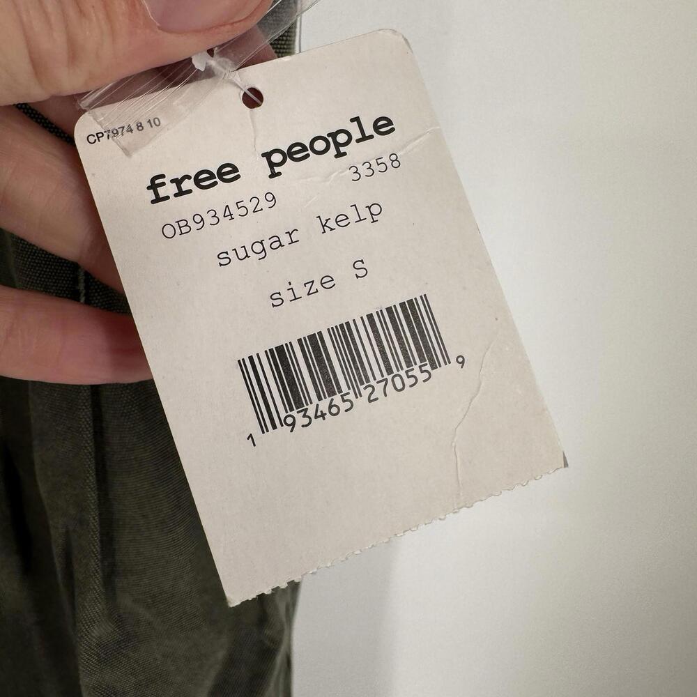 Free People pants small S green high rise margate pleated trouser boho fall work - Picture 3 of 6